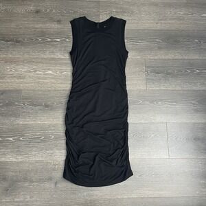 Talula Aritzia Dress Black Knit Sleeveless Knee Length Lined Womens Small Rouche